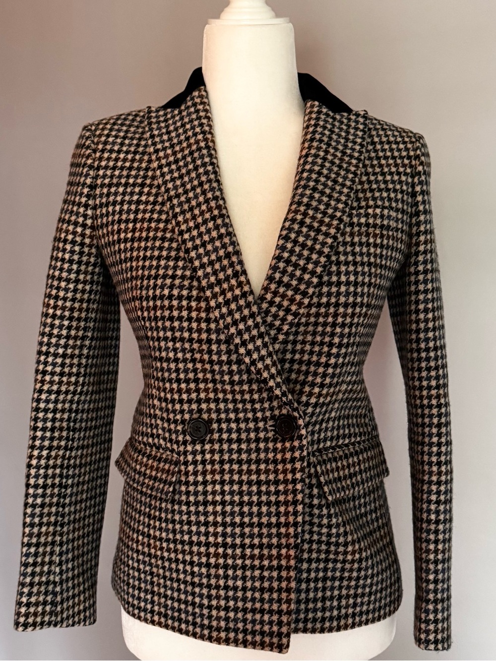 J. Crew Houndstooth Double-Breasted Wool Blazer